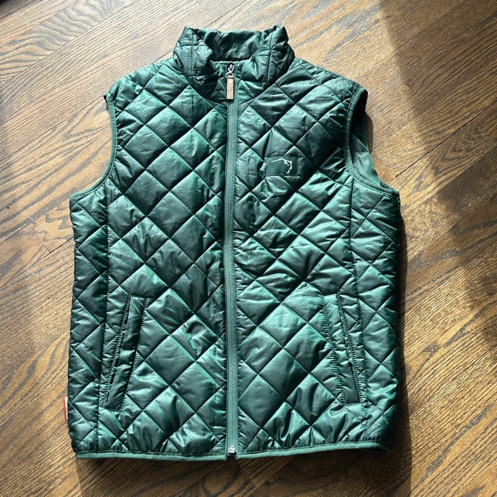 Buffalo Trace Green Quilted Nylon Vest Womens Large Embroidered Logo Puffer
